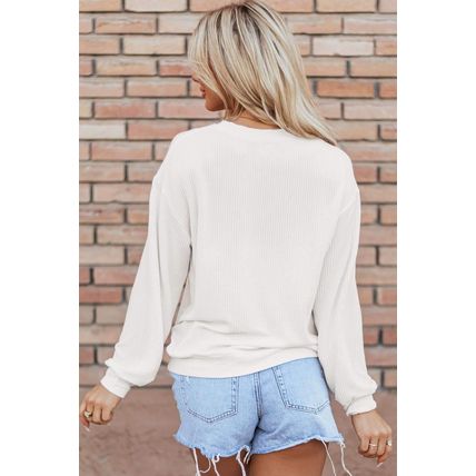 White USA Flag Corded Graphic Sweatshirt