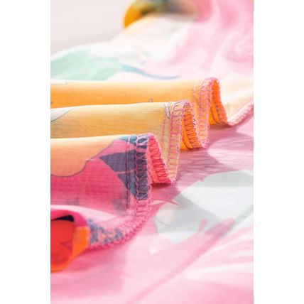 Multicolour Floral Print Folded Short Sleeve Shirt