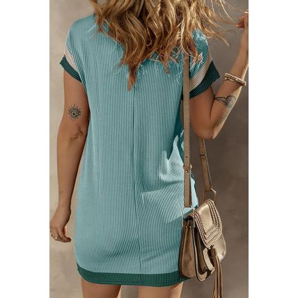 Moonlight Jade Corded Easter Eggs Patched Colorblock Detail Short Shift Dress