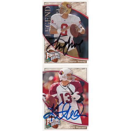 STEVE YOUNG & KURT WARNER AUTO 2009 49ERS & CARDINALS HOF SB CHAMPION MVP QB'S