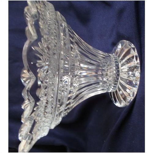 Vintage Bohemian Crystal cut glass czech footed Diamond cut FRUIT tazza BOWL