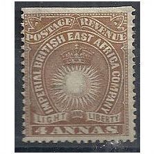 British East Africa 1890 SG9 4 Annas Yellow-Brown Mounted Mint . .