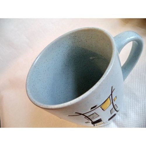 Splendid Mid Century Modern Blue Jewel Enamel Eames Art Pottery Mint Cup Mug