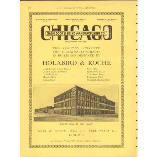 chicago sash door blind mfg company 1912 holabird roche vintage ad