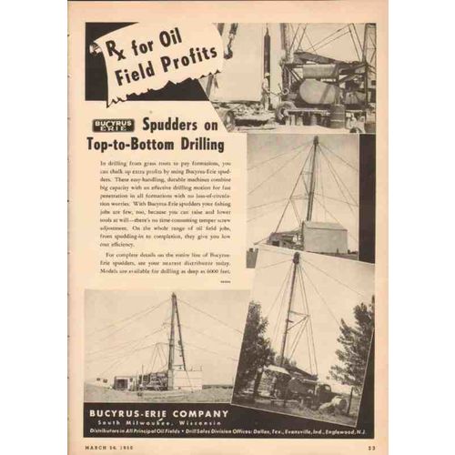 bucyrus-erie company 1950 rx oil field profits spudders vintage ad