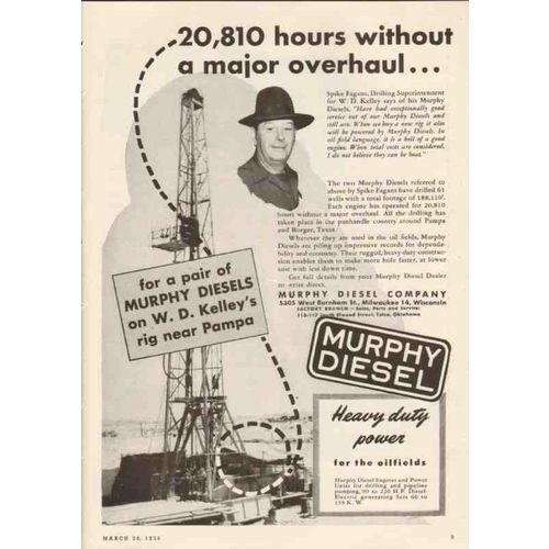 murphy diesel company 1950 spike fagans wd kelley drilling vintage ad