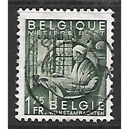 BELGIUM 1948 NATIONAL INDUSTERIES 1F.75 GREEN WOMAN MAKING LACE SG1220 FINE USED