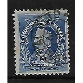 CHILE 1901 CHRISTOPHER COLUMBUS 5c BLUE SG89 FINE USED
