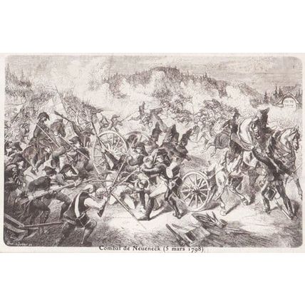 Bataille De Neueneck 1798 Antique Swiss Switzerland Battle Military Postcard