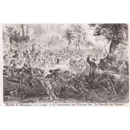 Bataille De Marignan 1515 Antique Medieval Swiss Battle Military Postcard