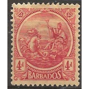 Barbados 1921 SG214 4d Red/Dull Yellow Mounted Mint . .