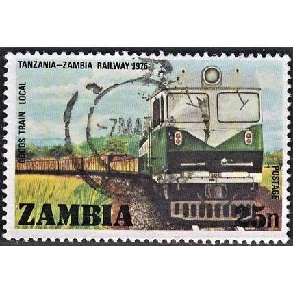 ZAMBIA, 1976 25n Goods Train, SG256 (Scott #165), used