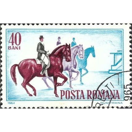 ROMANIA, Horse racing, the start, maroon & blue 1964, 40bani