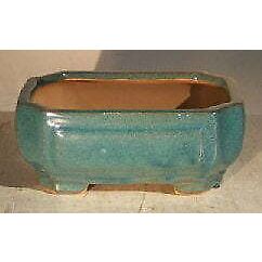 "Blue/Green Ceramic Bonsai Pot - Rectangle 6.125"" x 5.0"" x 2.125"""