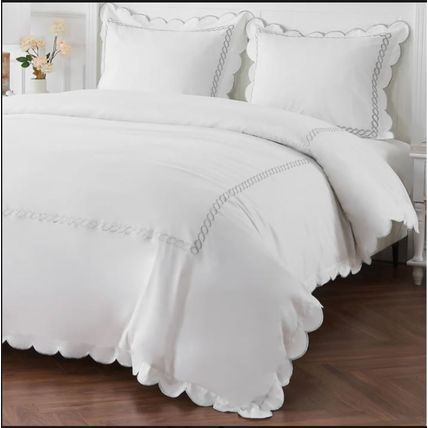 Melange Home 600 Thread Count Scallop Rope Embroidered Cotton Duvet Set