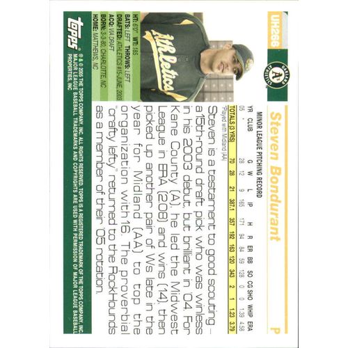 2005 Topps Baseball Steven Bondurant ROOKIE