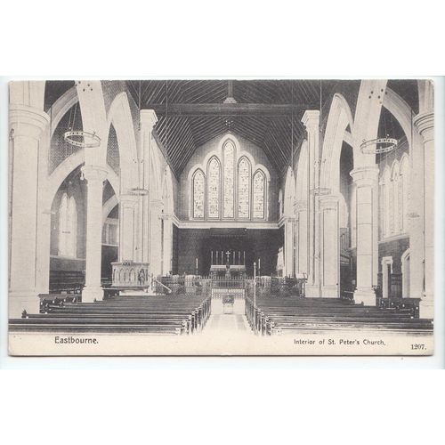 St Peter's Church Interior Eastbourne East Sussex Victoria Series Postcard 1207