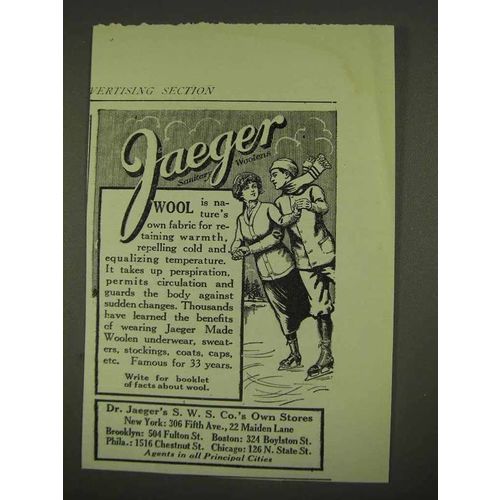 1913 Jaeger Sanitary Woolens Ad