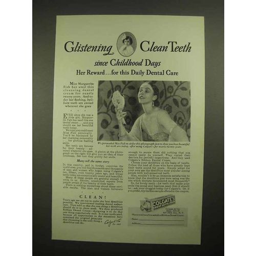 1928 Colgate's Ribbon Dental Cream Toothpaste Ad - Glistening Clean Teeth