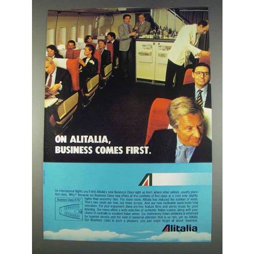 1982 Alitalia Airlines Ad - Business Comes First