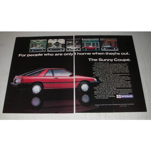 1987 Nissan Sunny SLX Coupe Ad - For people who are only at home