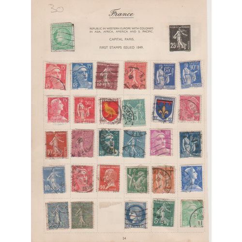 France page of 30 with early sowers Pastuer 90c Ceres & heads to 1 F face value