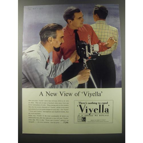 1955 Viyella Town and Country Shirts Ad - A new view of Viyella