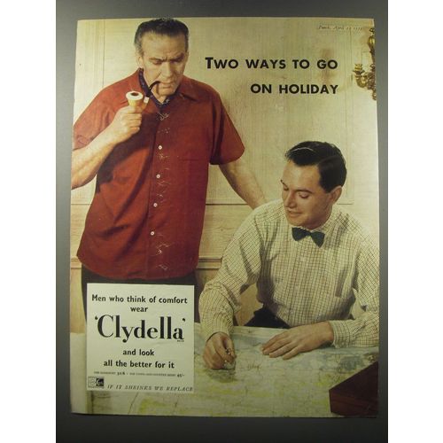 1955 Clydella Gameshirt and Town-and-Country Shirt Ad - Two ways to go on