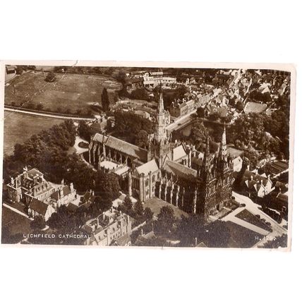 LICHFIELD CATHEDRAL .used. postcard RP by Valentine.. 1958 postmark #