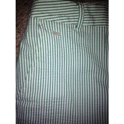Liz Golf Finely Striped Green and White Women Shorts Size 10 Knee Length Comfort