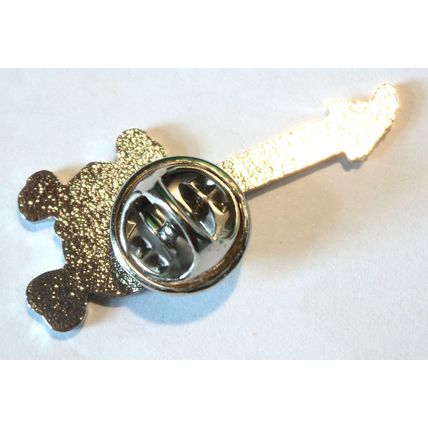 Skull Electric Guitar Enamel Badge Heavy Metal Rock Goth Music Band Lapel Pin
