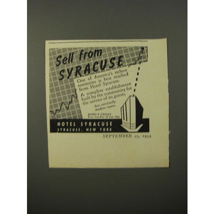 1954 Hotel Syracuse Ad - Sell from Syracuse
