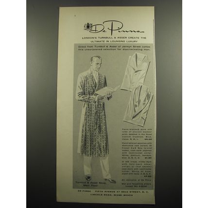 1955 De Pinna Turnbull & Asser Robe and Pajamas Advertisement