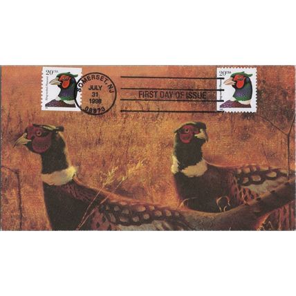 ZAYIX - US 3050 & 3055 unknown cachet maker FDC Pheasant coil/booklet 121022SM18