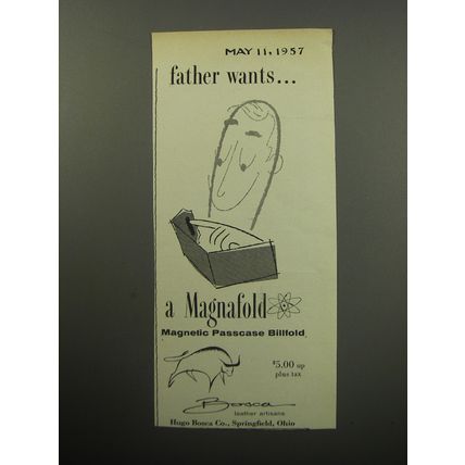 1957 Hugo Bosca Magnafold Billfold Advertisement - Father wants
