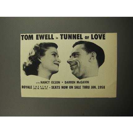1957 Tunnel of Love Play Ad - Tom Ewell in Tunnel of Love