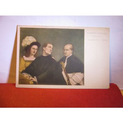CONCERTO MUSICALE, painting by Giorgione unused antique postcard #