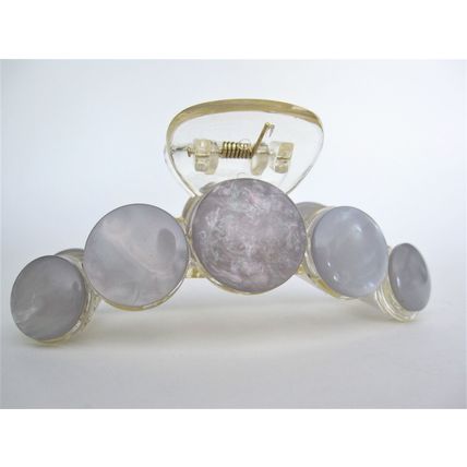 Large silver gray shiny shell effect hair claw clip