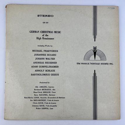 German Christmas Music Of The High Renaissance Vinyl LP Record Album OR-320