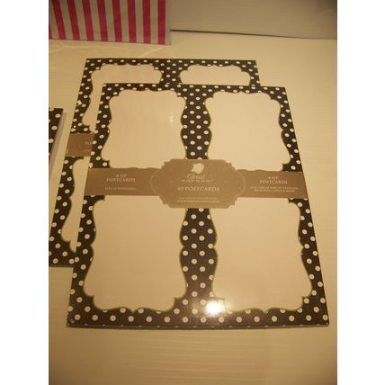 PERFECTLY POSH POLKA DOT POSTCARDS, LETTER HEAD, CANDY STRIPE PAPER