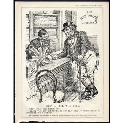 EVEN A BULL WILL TURN 1934 John Bernard Partridge PUNCH CARTOON PAGE
