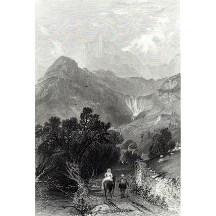 MILL BECK, GREAT LANGDALE 1858 Samuel Bradshaw Thomas Allom ANTIQUE ENGRAVING