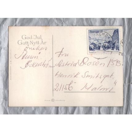God Jul Gott Nytt Ar` - Sweden - Postally Used - Malmo ? ? 19?? Postmark