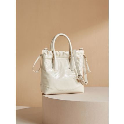 Genuine Leather Women's Handbag Diagonal Cross Bag White