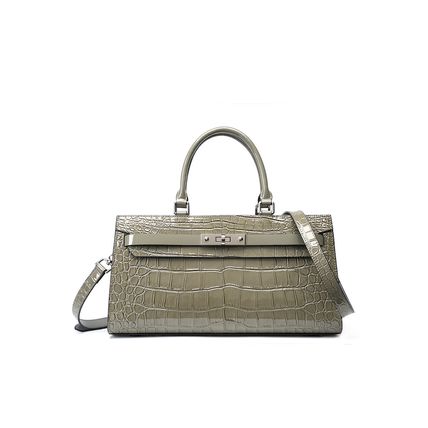 Kelly Bag Crocodile Pattern Cowhide Women's Bag Wew Crossbody Large Capacity Bag