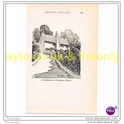 FARMHOUSE, COCKINGTON, DEVON, 1936, Book Illustration