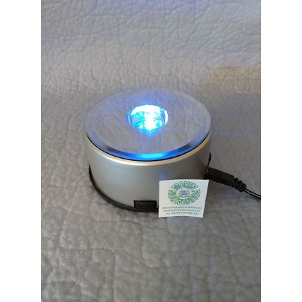 6" TALL CRYSTAL PILLAR LASER ETCHED DESIGN + LED AURORA LIGHTING EFFECT STAND