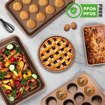 Nutrichef 6-Piece Nonstick Bakeware Set, Carbon Steel Baking Pans, Includes Cook