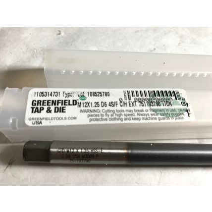 GREENFIELD GTD M12 X 1.25 HSS-E 4S/F METRIC COOLANT TAP,GTD M12X1.25 HSS-E,EQ