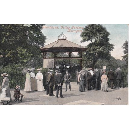 ED 142 HARROGATE- BANDSTAND, VALLEY GARDENS . PRINTED POSTCARD.